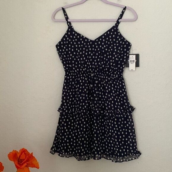 NWT By❤️By Summer Polka Dots Sleeveless Ruffle Mini Dress Size S - Picture 1 of 12